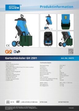 Image du fabricant 7 du Güde GH 2501 hachoir jardin