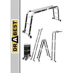 Échelle Articulée Pliante Drabest Universelle Multifonctionnelle 4×3 Marches Plate Forme