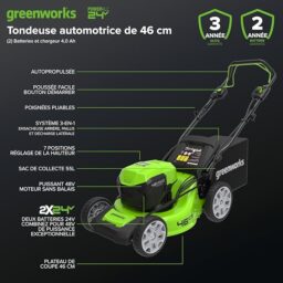 Image du fabricant 2 du Tondeuse Greenworks 48V sans fil