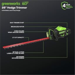 Image du fabricant 2 du Greenworks GD60HT66K2 taille-haie sans fil