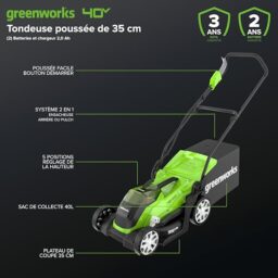 Image du fabricant 2 du Greenworks Tondeuse à Gazon Sans Fil