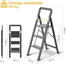 Image du fabricant 2 du KINGRACK Escabeau pliant noir