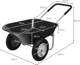 Image du fabricant 3 du GYMAX Brouette Jardin 140L noire