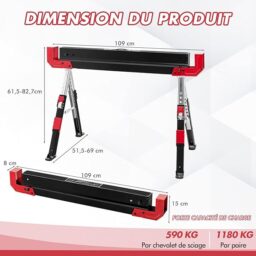 Image du fabricant 3 du GYMAX Tréteaux pliables métalliques