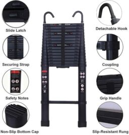 Image du fabricant 4 du Échelle télescopique aluminium noire