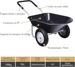 Image du fabricant 6 du GOPLUS Brouette Jardin à 2 Roues