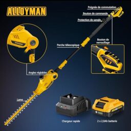 Image du fabricant 7 du Taille-haie sans fil télescopique Alloyman