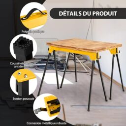 Image du fabricant 9 du COSTWAY Tréteaux Pliables Jaunes