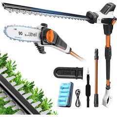 Outil de Jardinage Électrique Litheli 2 en 1 Élagueur sur Perche & Taille Haie sans fil